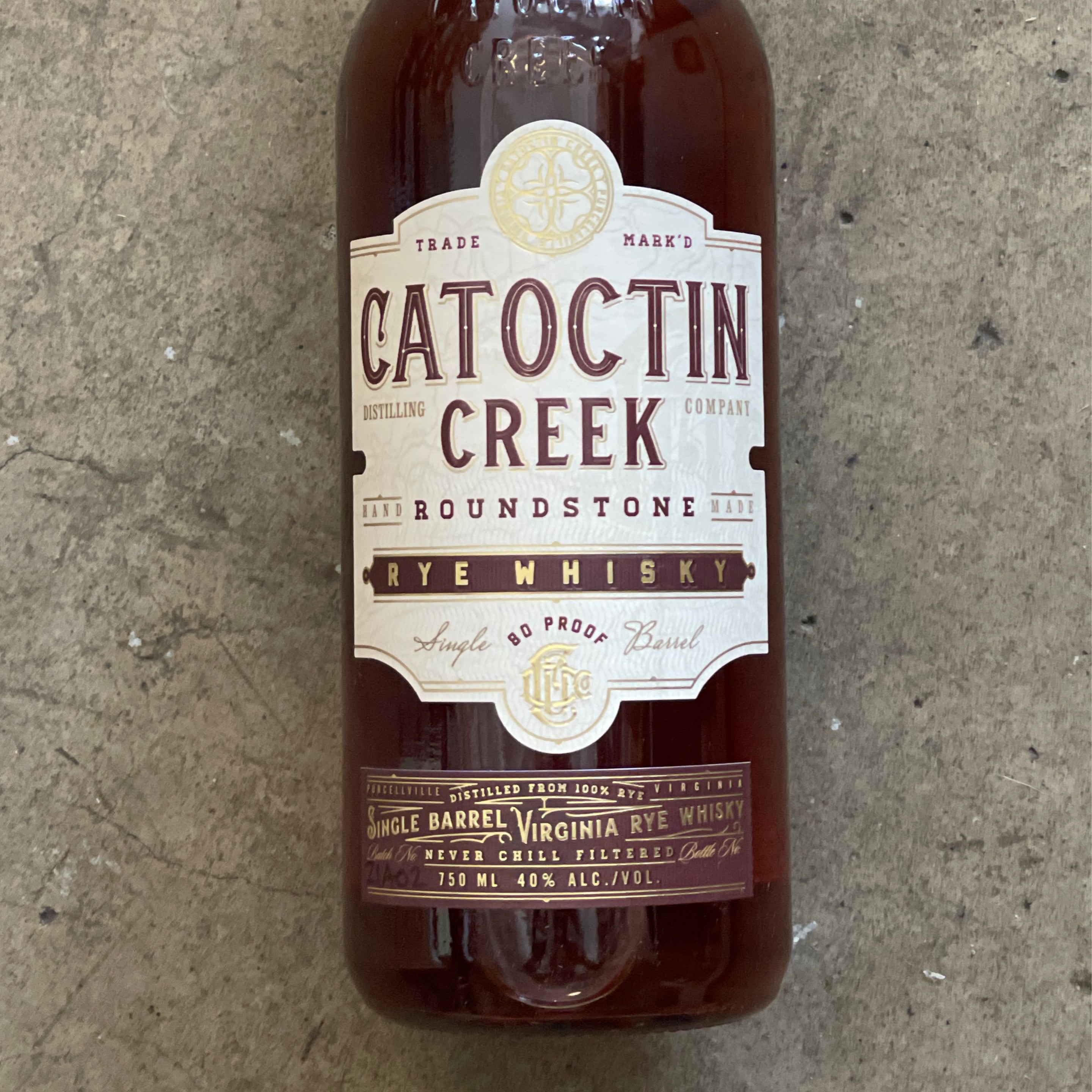 Catoctin Creek Distilling Company, Roundstone Rye Whisky 750mL