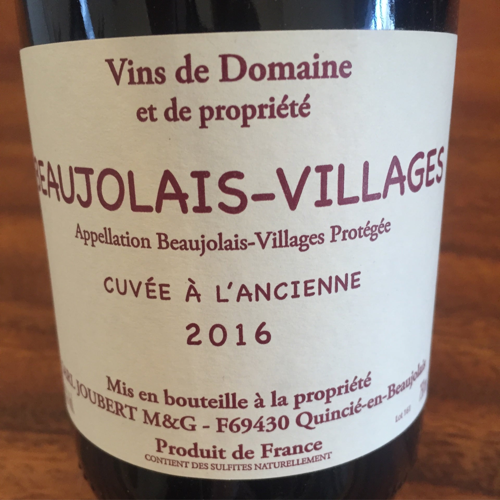 Domaine Joubert, Beaujolais-Villages Cuvée a l'Ancienne 2016, 750ml