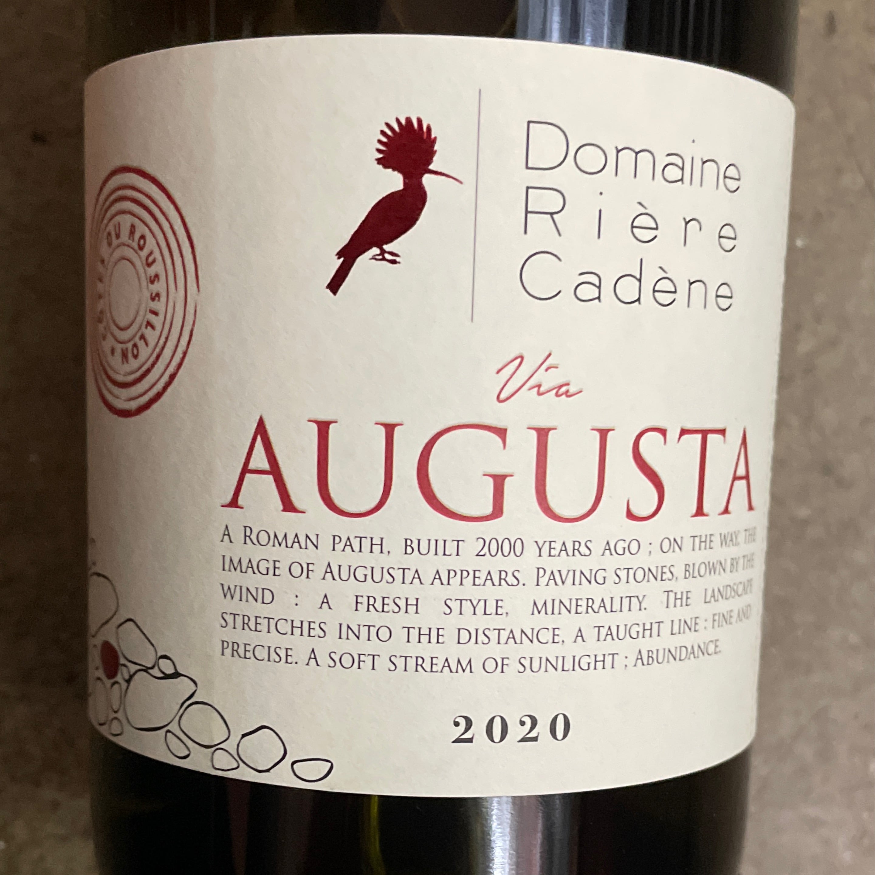 Domaine Rière Cadène, "Augusta" Côtes du Roussillon Blanc 2020, 750 mL