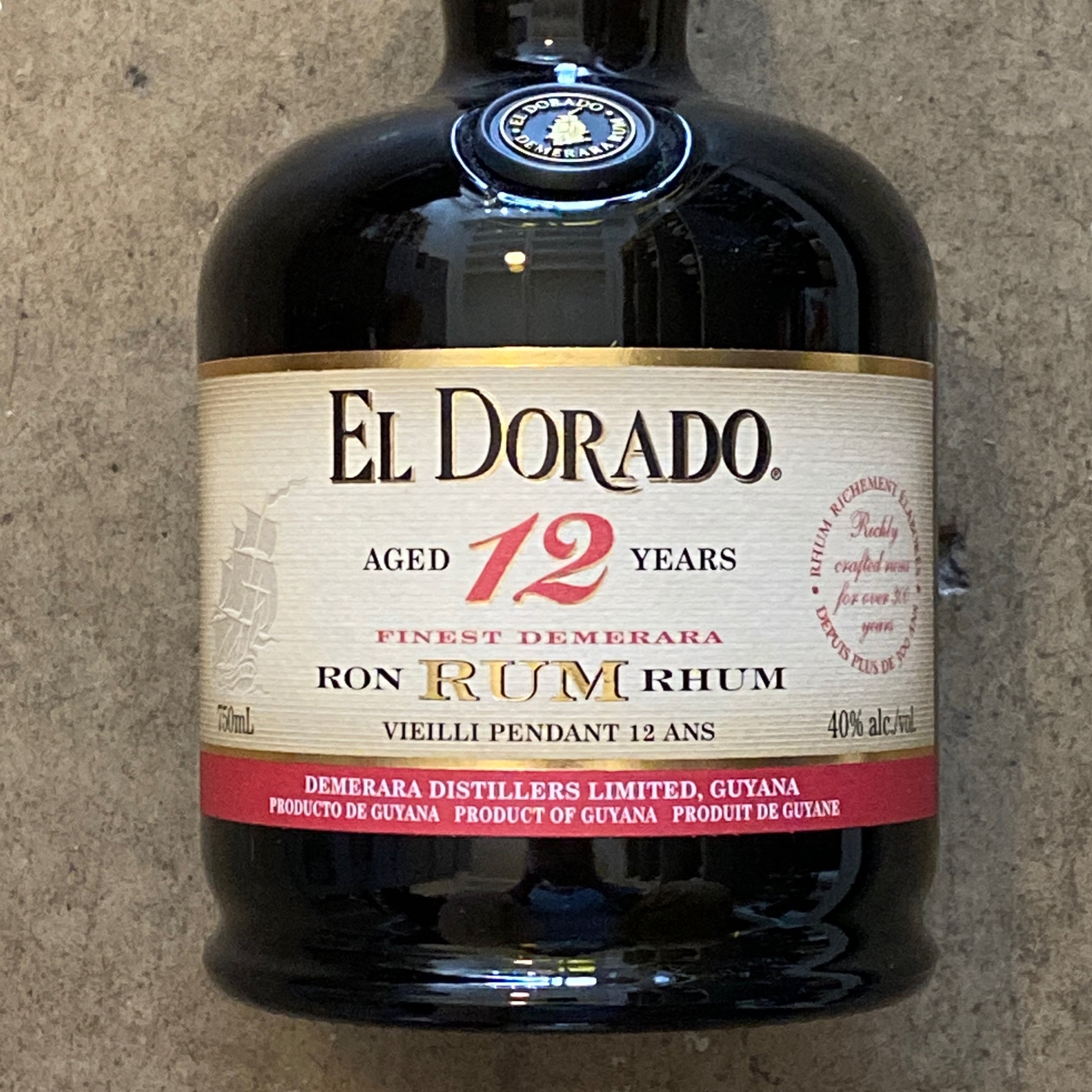 El Dorado Rum, 12 Year Old Demerara Rum 750ml