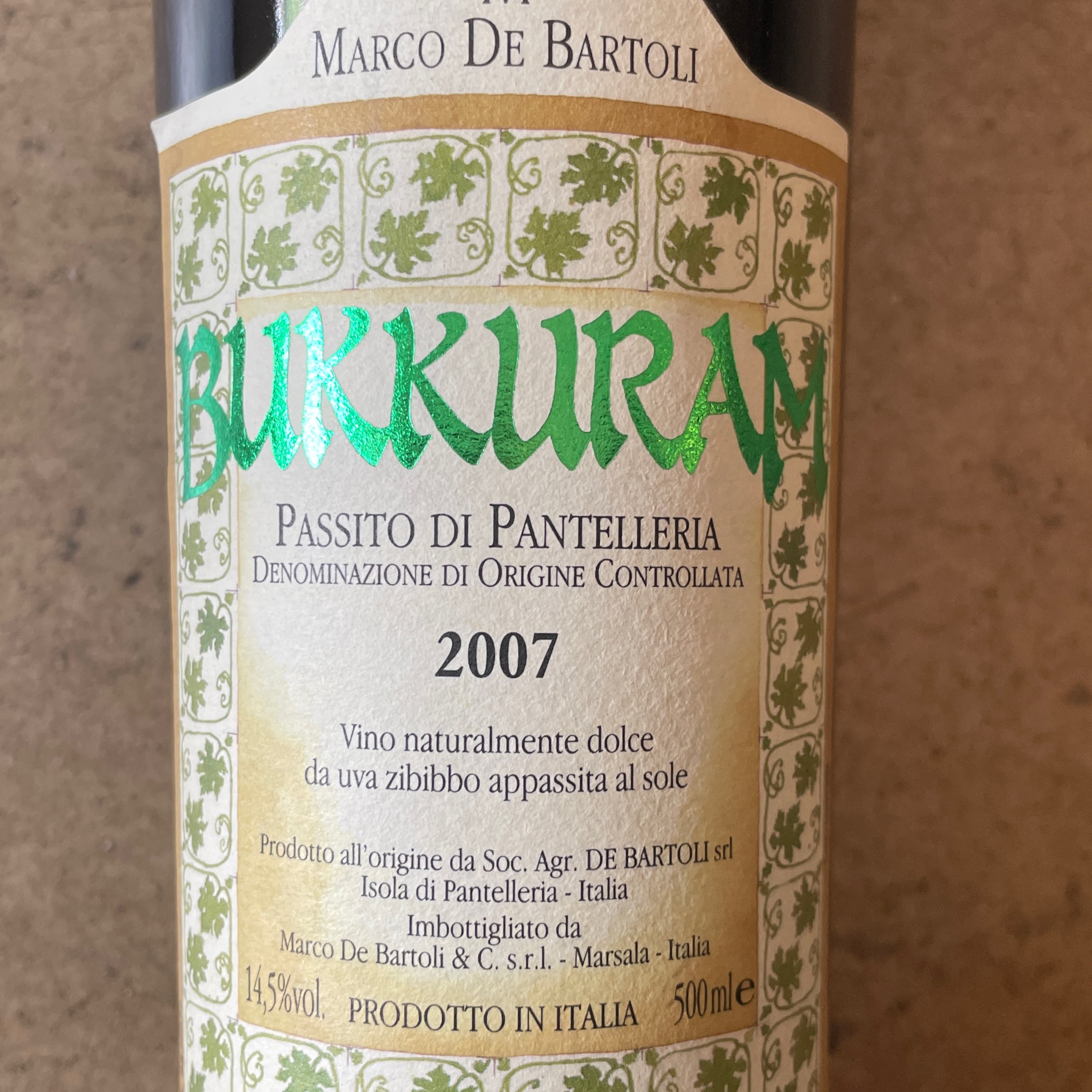 Marco de Bartoli, "Bukkuram" Passito di Pantelleria 2007, 500mL