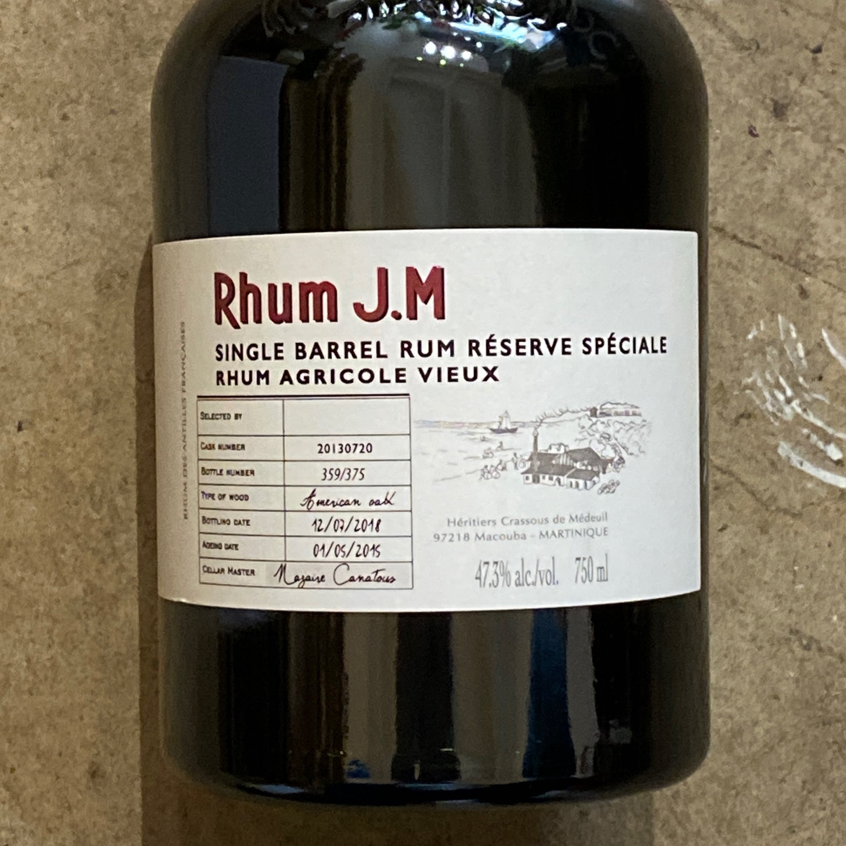 Rhum J.M, Single Barrel Rum Réserve Spéciale 750mL