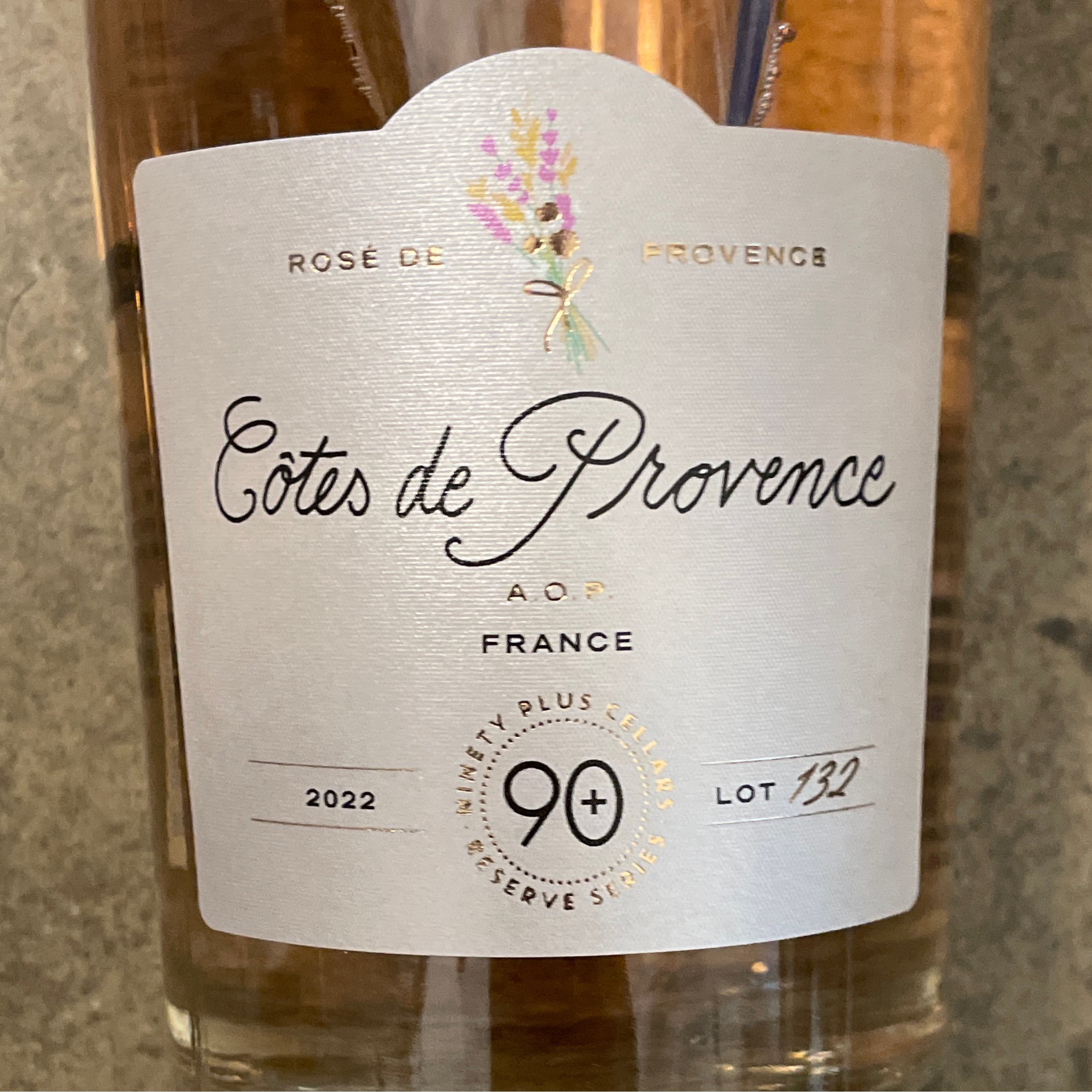 90+ Cellars, Lot 132 Côtes de Provence Rosé 2022, 750 mL
