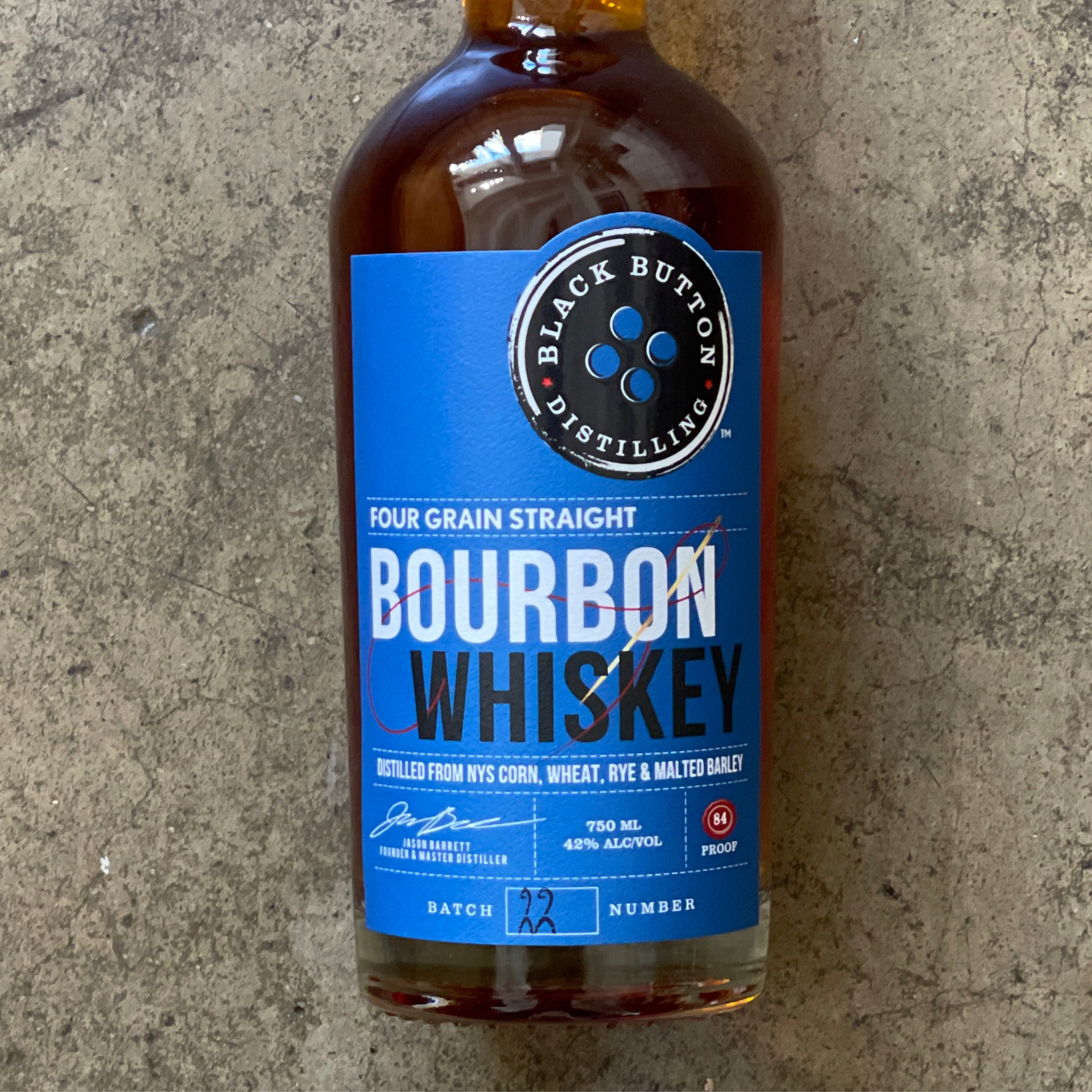 Black Button Distilling, Four Grain Bourbon Whiskey 750mL