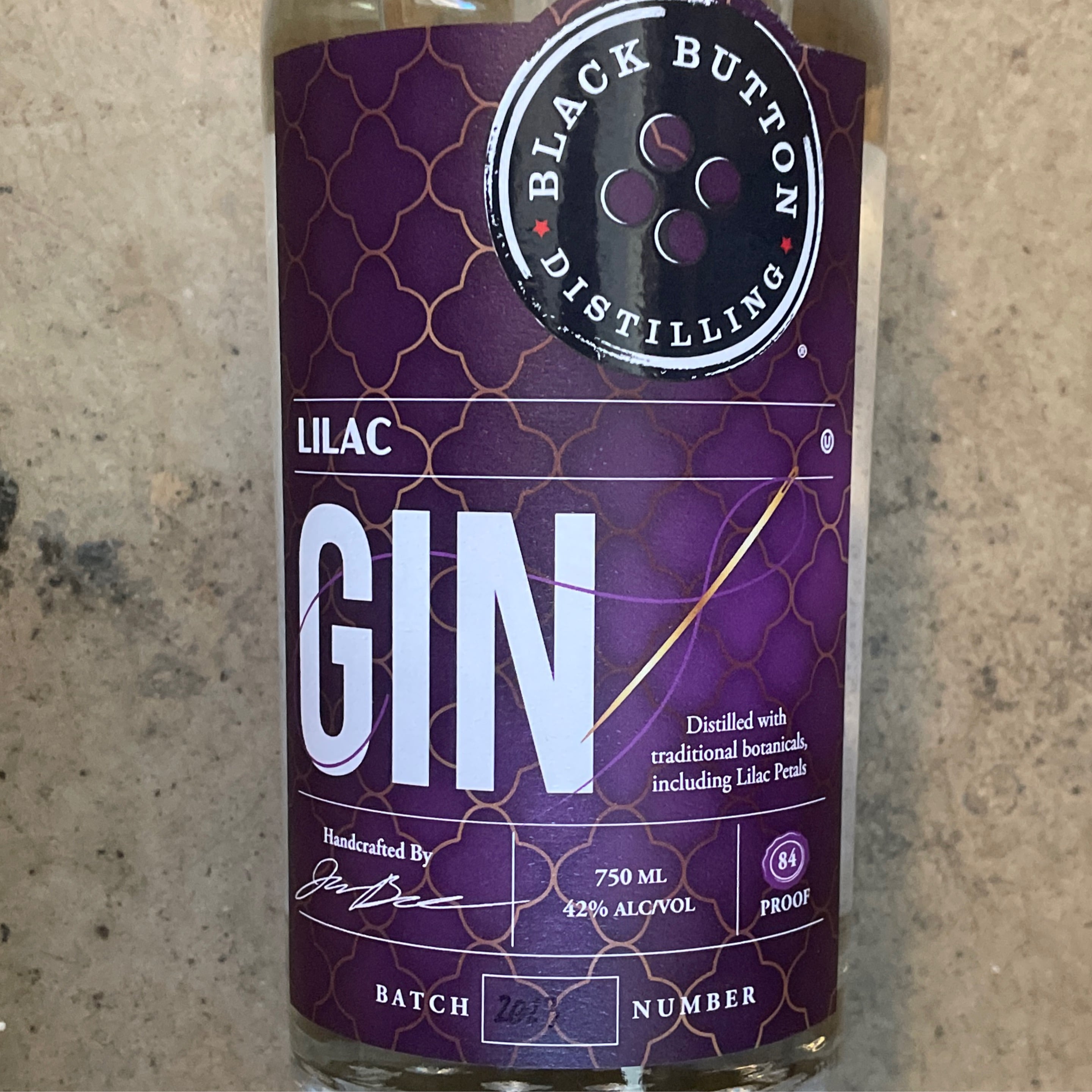 Black Button Distilling, Lilac Gin 750 mL