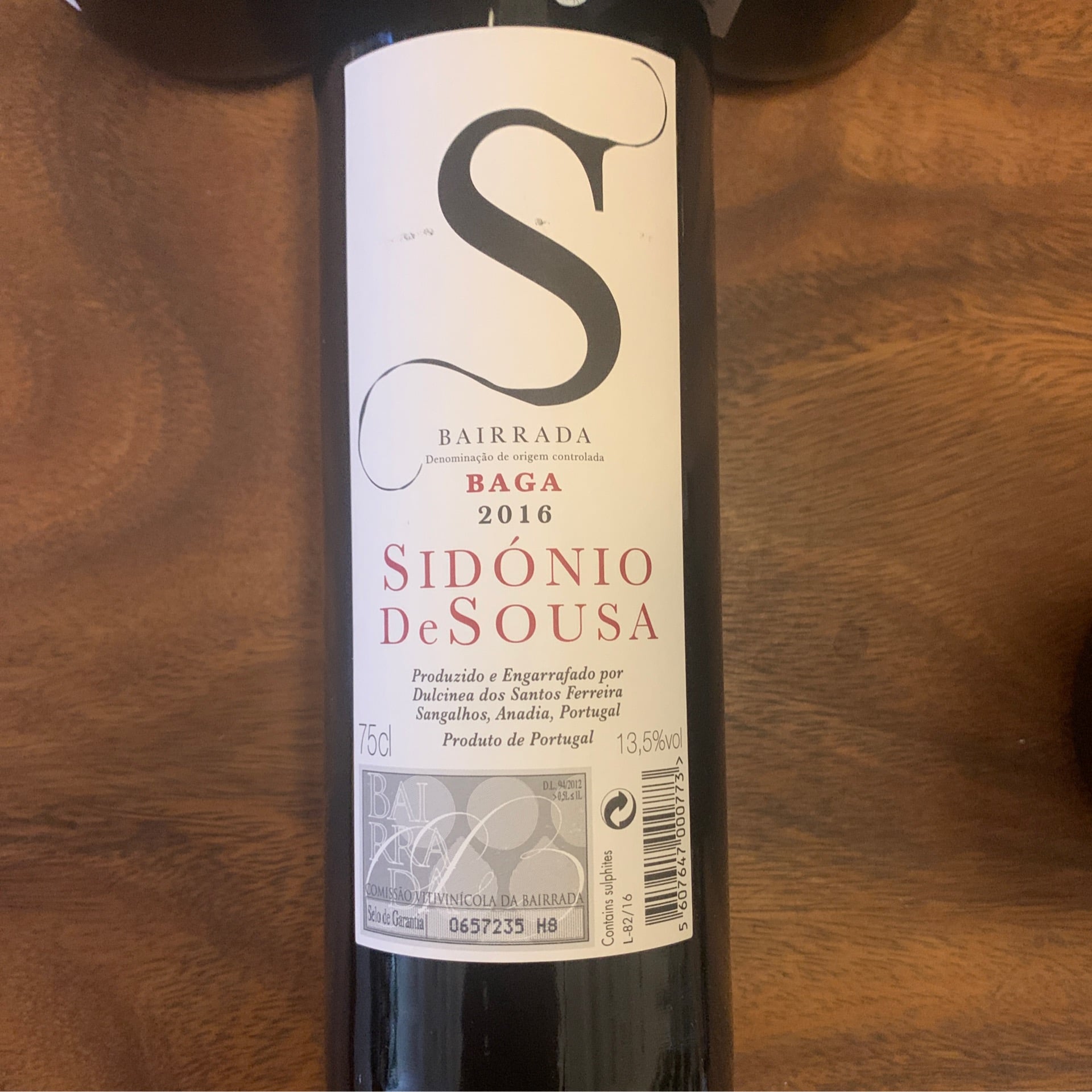 Sidonio de Sousa, Bairrada Baga 2016, 750 mL