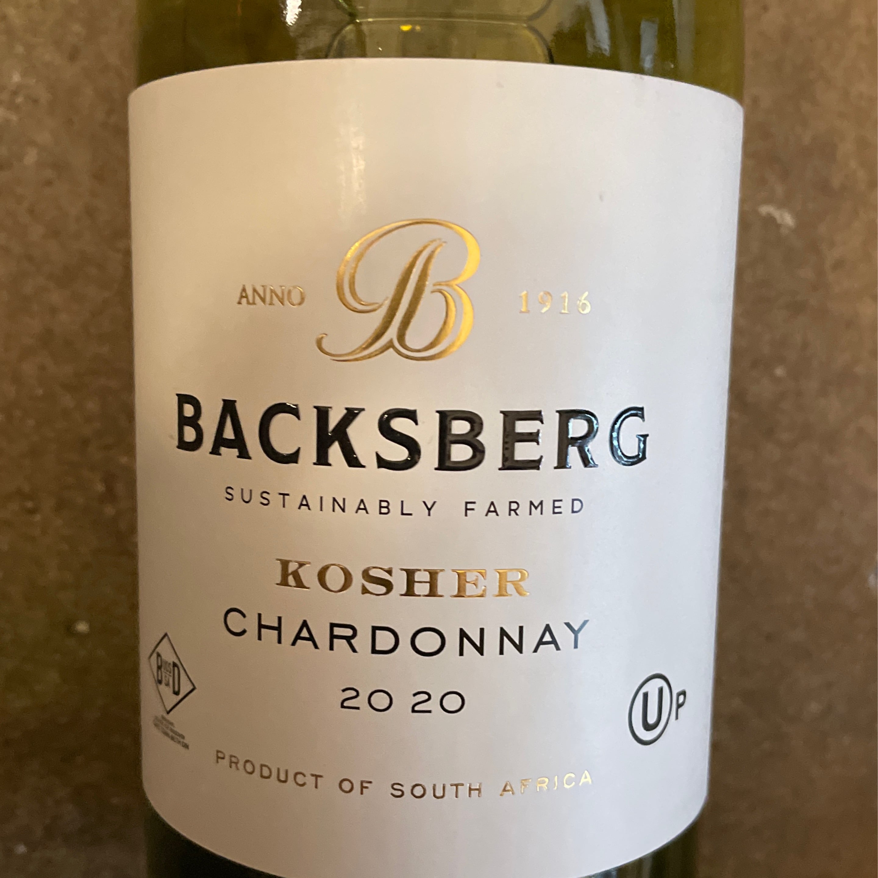 Backsberg, Kosher Chardonnay 2020, 750 mL